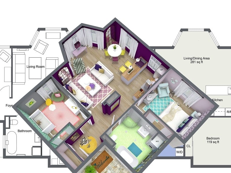 Interior design home design decorate home 3d floor plan